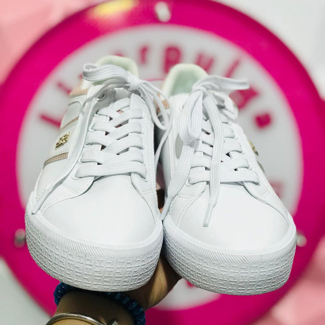 Tenis Tommy Hilfiger Blanco con Rosa Palo Talla 25