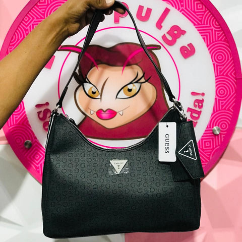 Bolso Guess Negro Hobo Media Luna Letra G