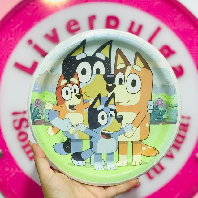 Platos de Fiesta Bluey Familia Completa Desechables