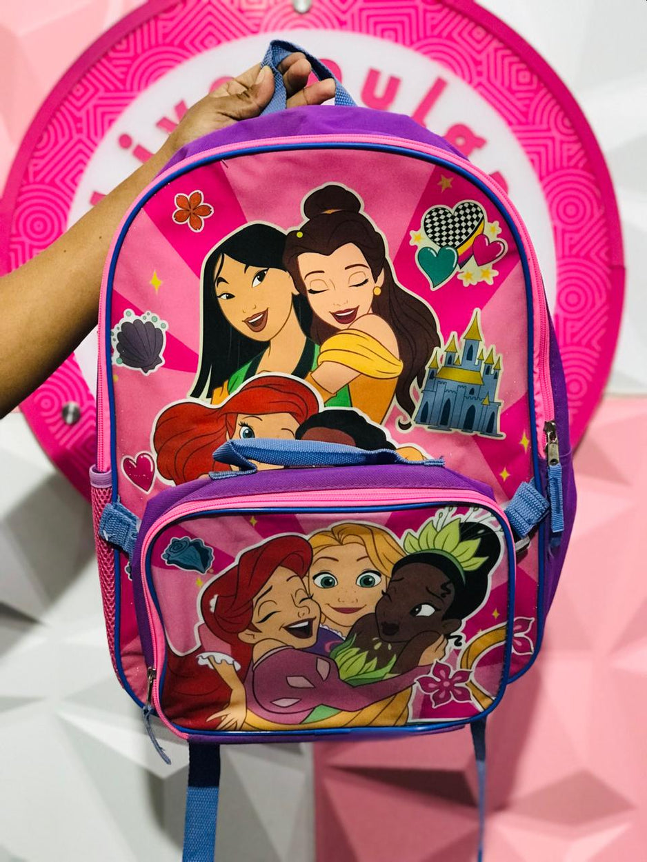 Set Mochila Princesas Disney Rosa con Lonchera