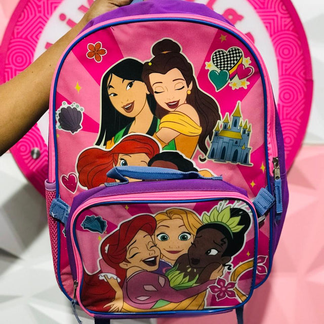 Set Mochila Princesas Disney Rosa con Lonchera