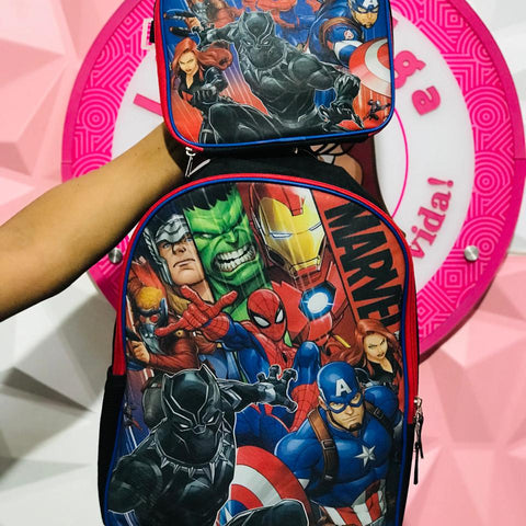 Set Mochila Marvel Avengers con Lonchera Para Niño