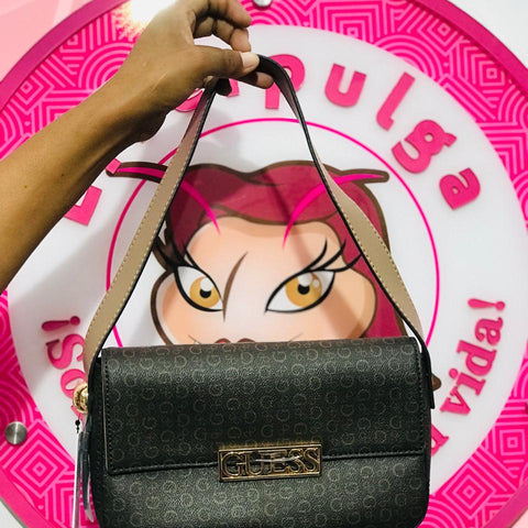 Bolso Guess Original Café Con Correa Beige Tipo Sobre Elegante
