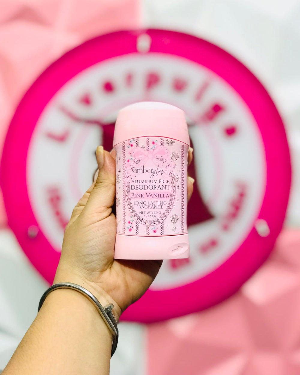 🩷Amberglow Desodorante Sin Aluminio Pink Vanilla Fragancia Duradera 60g 🎀✨