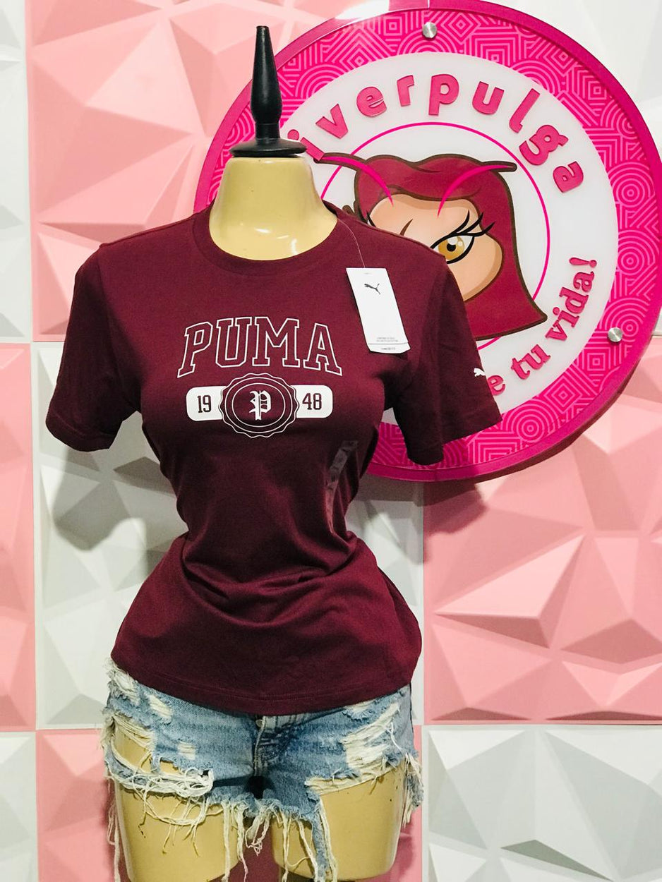 Playera Puma Original Vino Tinto 1948 Con Logo Talla M