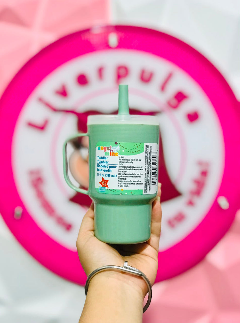 💚 Vaso Entrenador Angel Of Mine Toddler Tumbler Con Asa Y Popote 11 Oz 325 Ml Verde Menta 💚.
