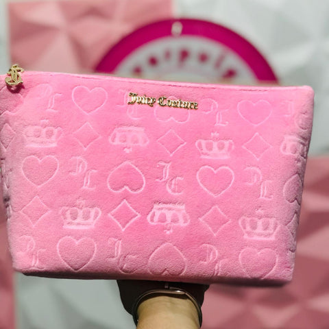 Set Cosmetiquera Juicy Couture Rosa Monograma Terciopelo
