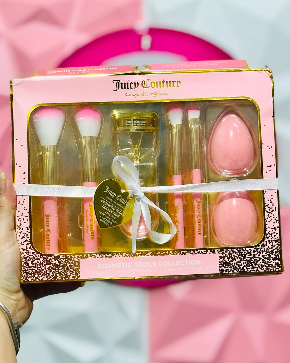 🩷Set Juicy Couture Cosmetic Tools Collection 7 pzas Brochas + Enchinador + Esponjas Original 💖✨