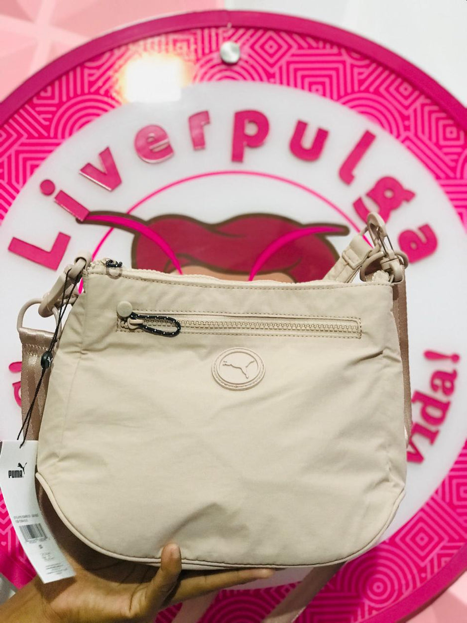 Bolsa Puma Crossbody Hobo Beige Con Doble Correa