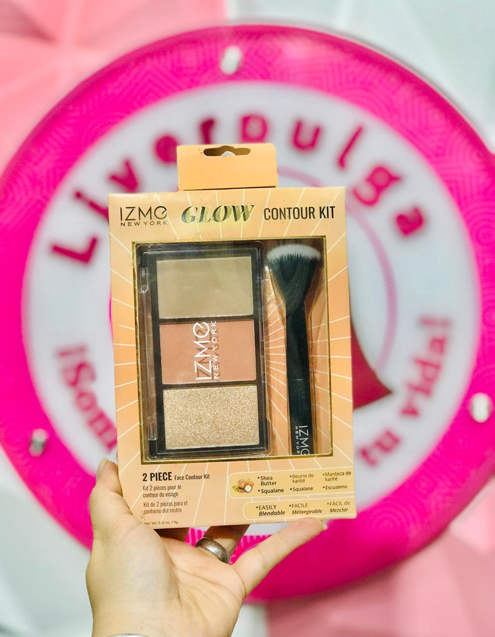 Glow Contour Kit 2 pzas 💅 IZME New York Original Paleta Contorno + Rubor + Iluminador + Brocha Shea Butter & Squalane Fácil de Difuminar🥰