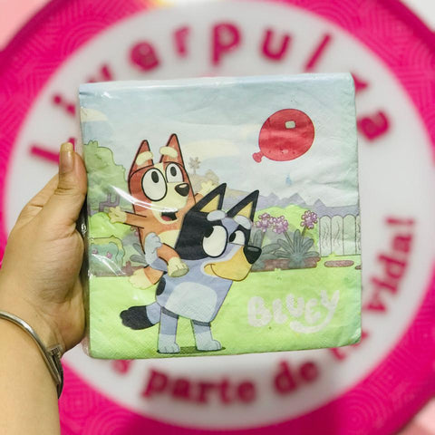 Servilletas De Fiesta Bluey 16 Piezas 2 Capas 32 Cm x 32 Cm
