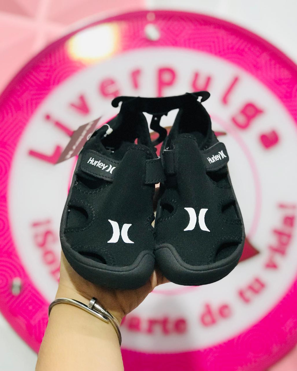 Huarachitos Para Bebe Hurley Color Negro Con Velcro Talla 16 Mex