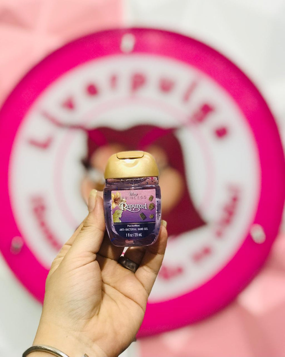 PocketBac Gel Antibacterial Rapunzel 💜 Disney Princess x Bath & Body Works Original 29 ml Morado con Brillitos 🌼✨