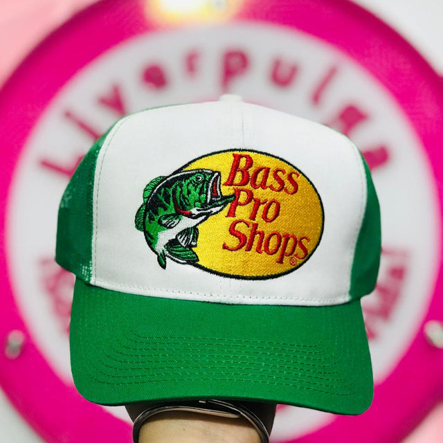 Gorra Trucker Verde Y Blanca Bass Pro Shops Con Logo Bordado