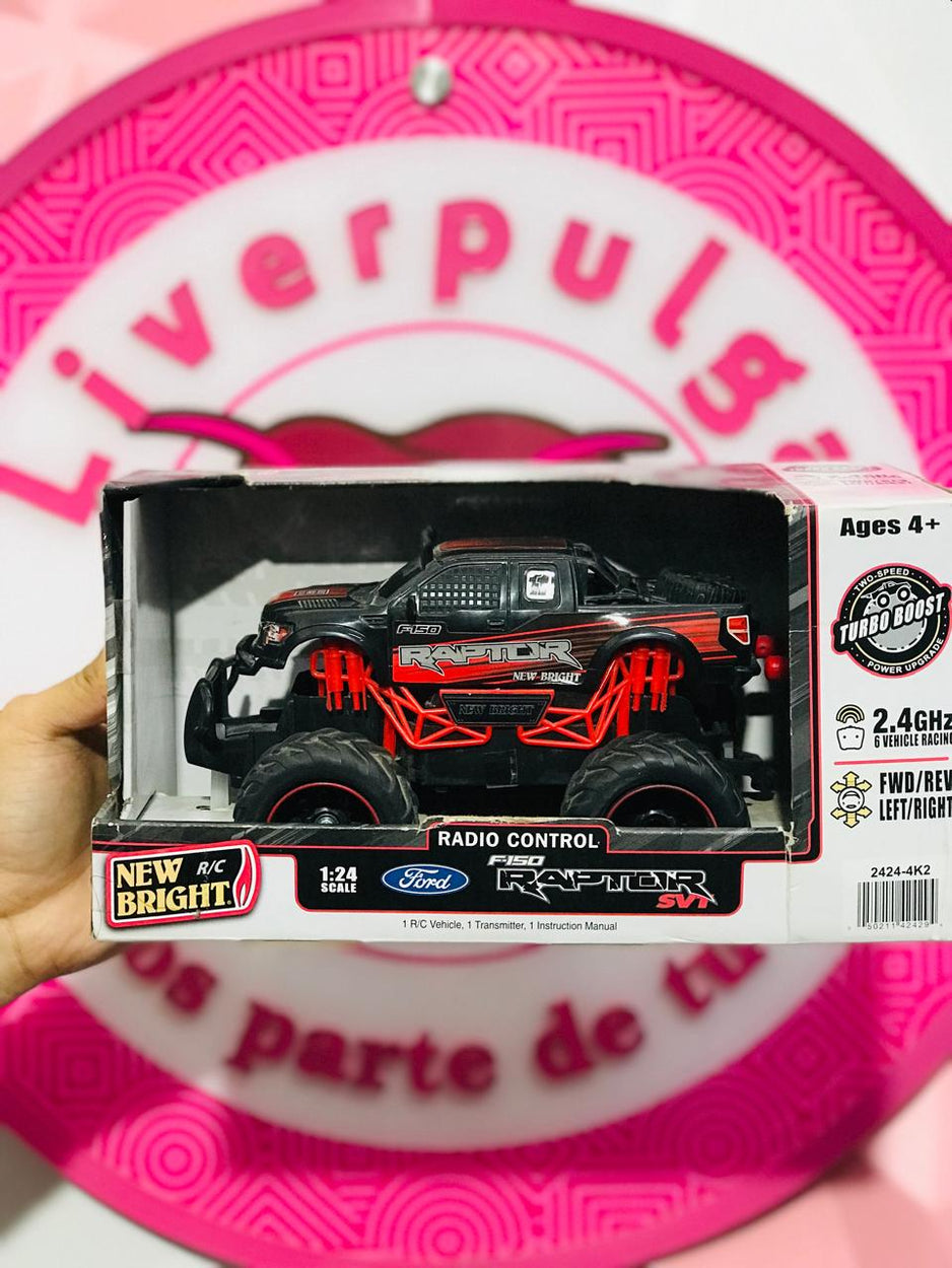 Camioneta Ford F150 Raptor RC Original New Bright 🚨 Escala 1:24 Control Remoto Full Function 2.4 GHz Turbo Boost Llantas Monster Truck Negro con Rojo 🏁💥