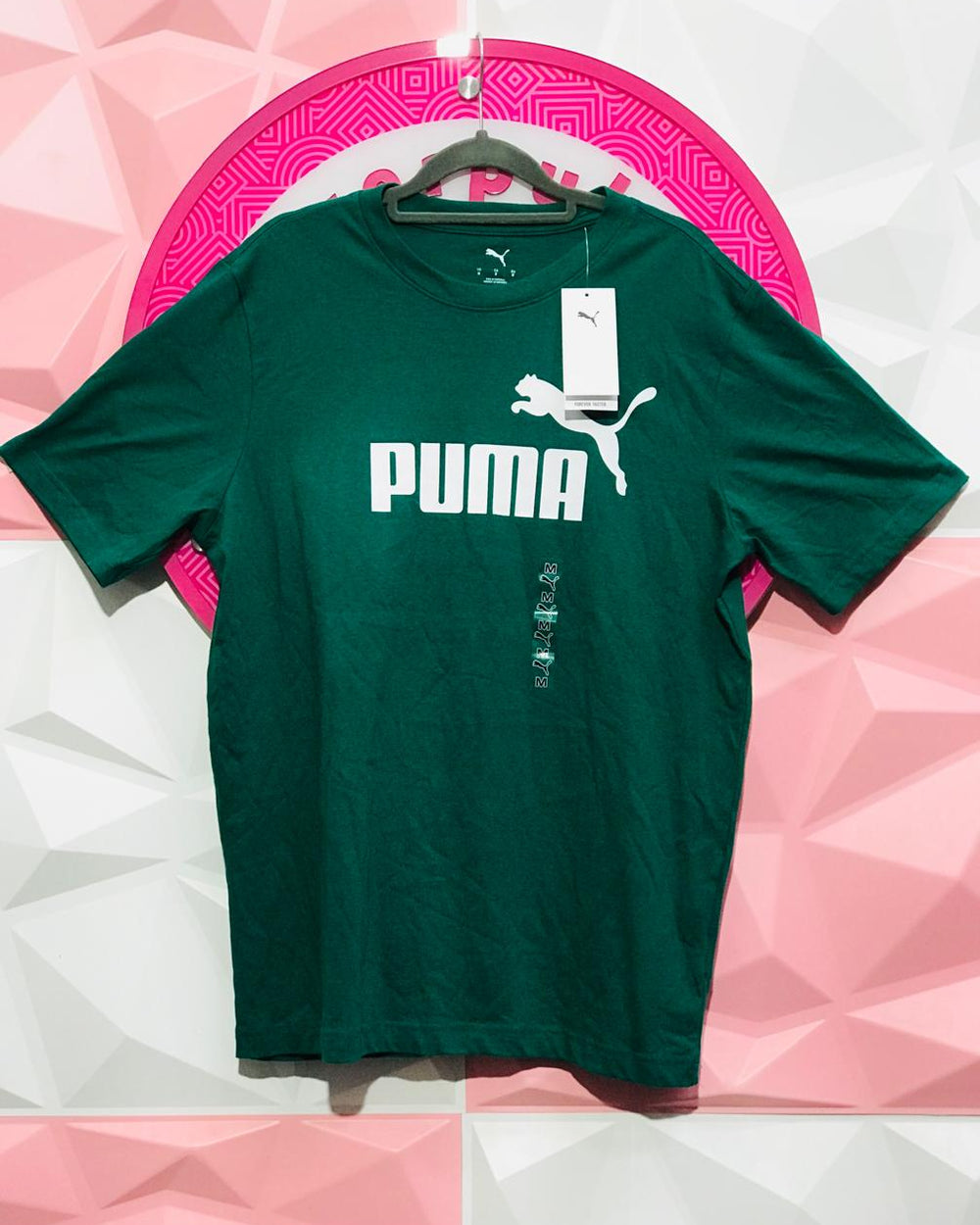 Playera Puma Original Verde Esmeralda Logo Grande Talla M