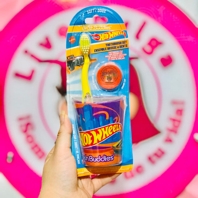 Set Cepillo Dental Hot Wheels con Vaso para Peques