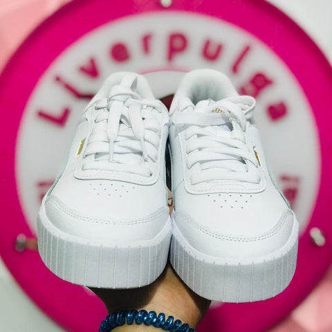 Tenis Puma Carina Lift Blanco Con Dorado Talla 22 Mex