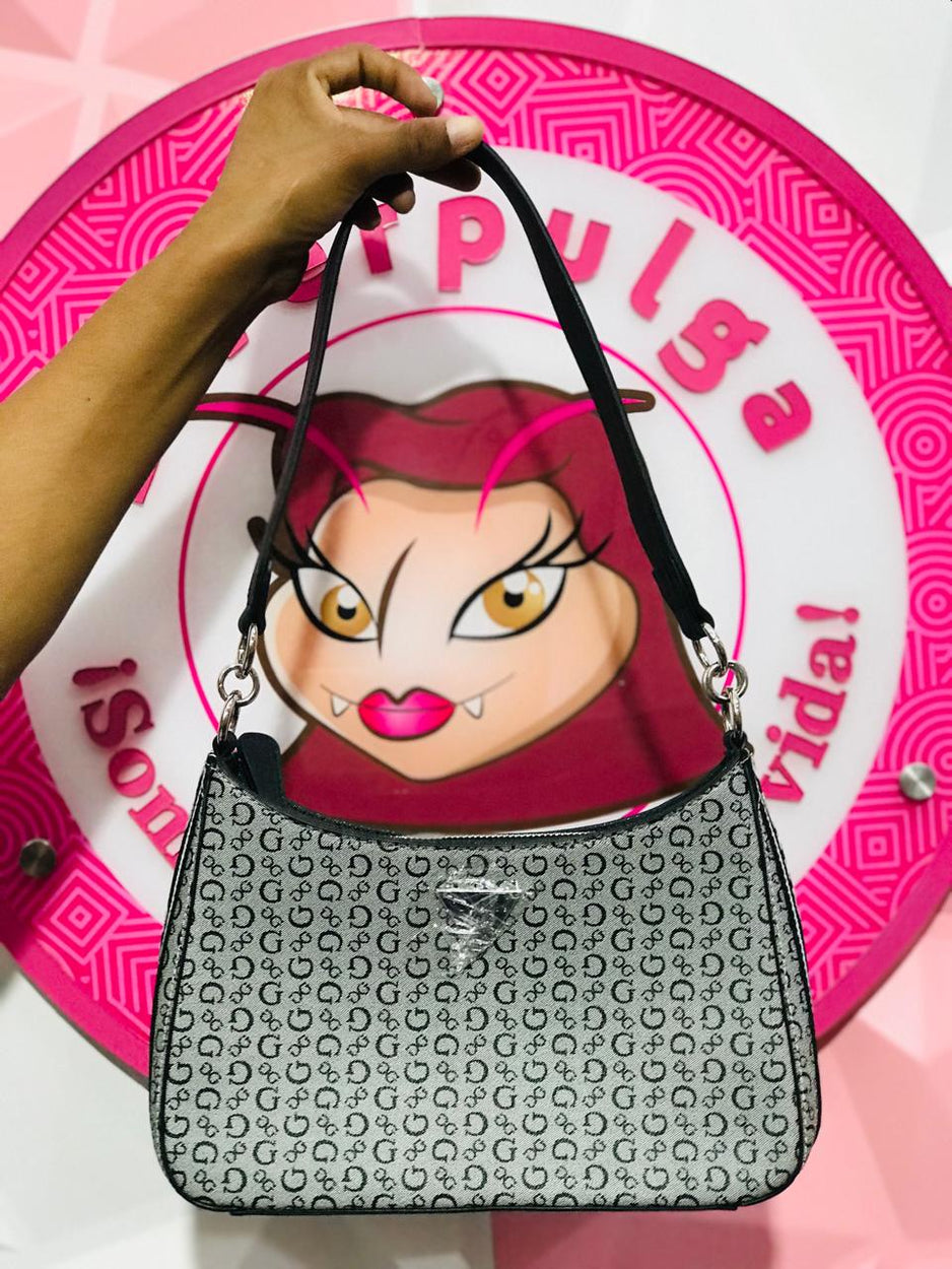 Bolso Guess Gris con Negro Hobo Media Luna