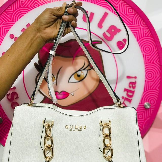 Bolsa Guess Blanca Los Angeles Cadena Dorada