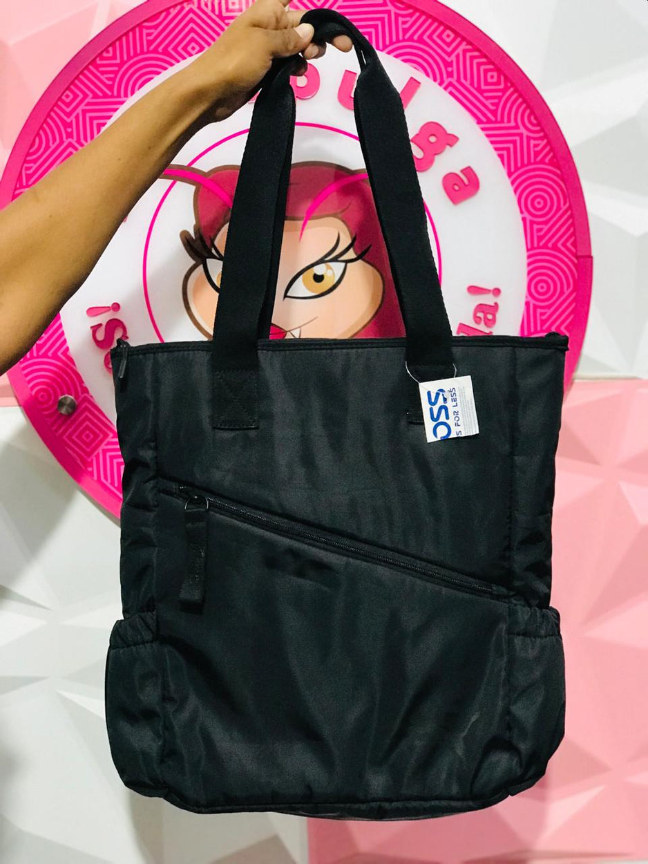Bolsa Tote Puma Negra Nylon Cierre Diagonal