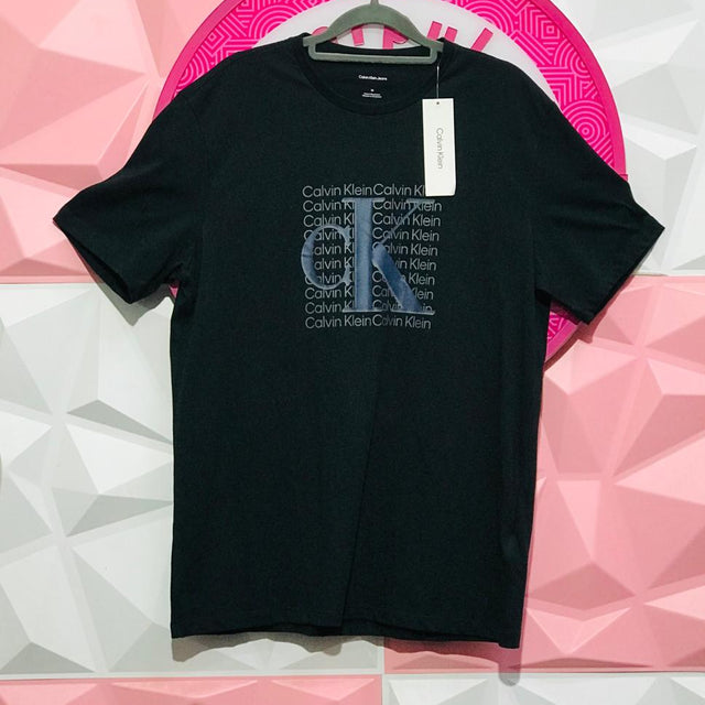 Playera Calvin Klein Original Negra Con Logo CK Grande Talla M