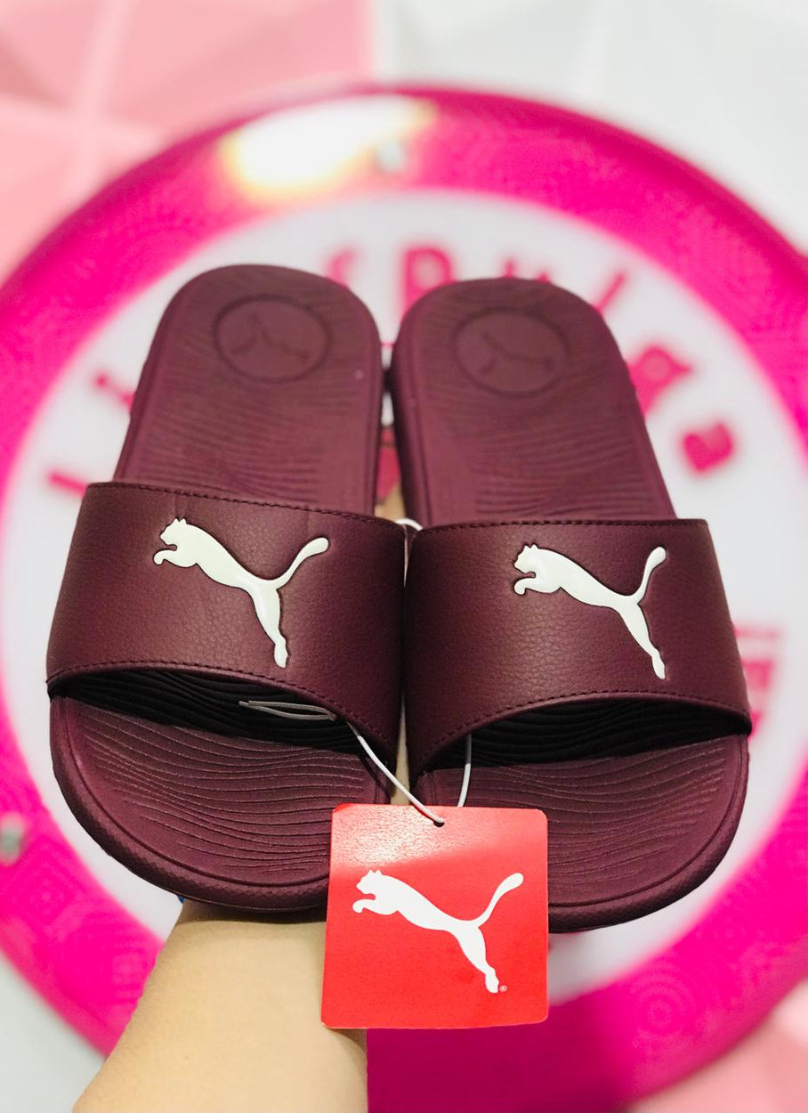 Chancla Slide Puma Vino Con Blanco Talla 24 Mex