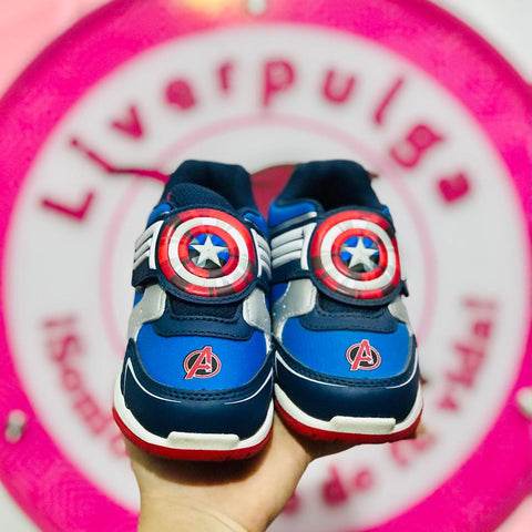 Tenis Para Niño Capitan America Avengers Talla 15 Mex Con Velcro
