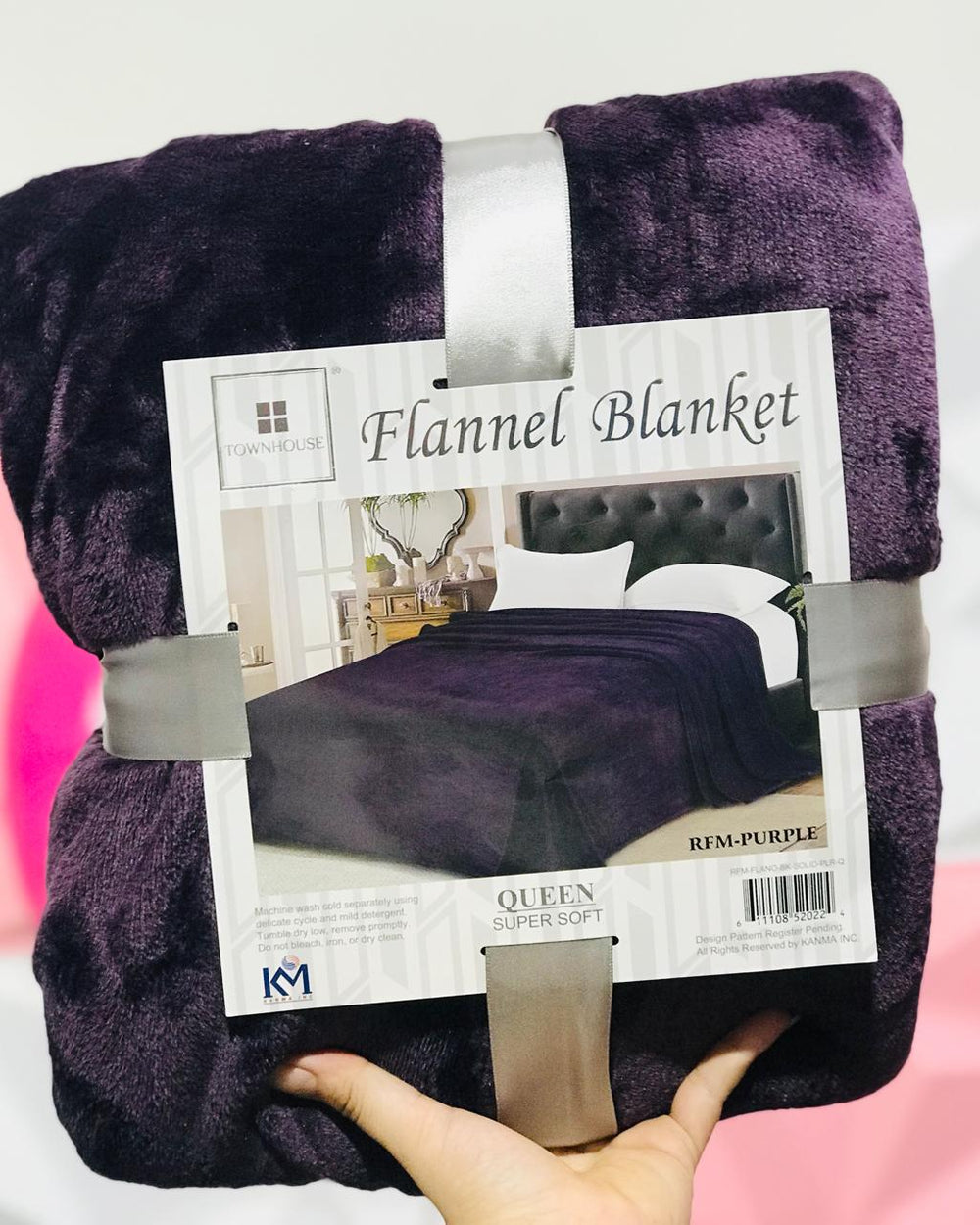 Frazada Queen Súper Suave 💜 Townhouse Flannel Blanket Original Tamaño Queen Color Morado Uva Intenso RFM-Purple Ultra Afelpada y Calientita ✨