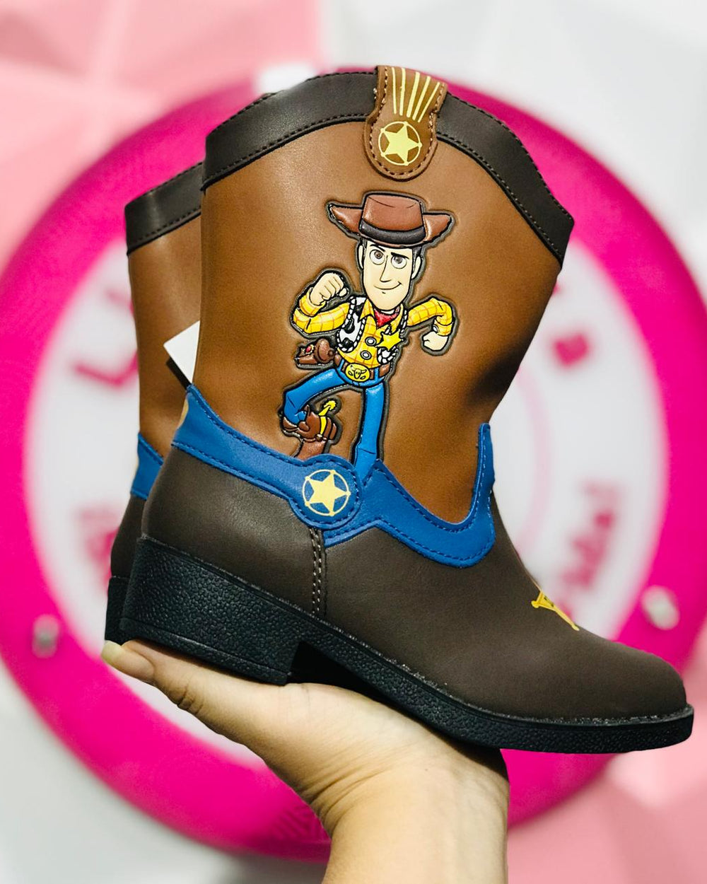 Botas Vaqueras Niño Woody Toy Story Cafe Con Azul Talla 16 Mex