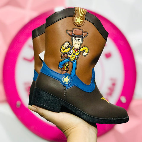 Botas Vaqueras Niño Woody Toy Story Cafe Con Azul Talla 16 Mex