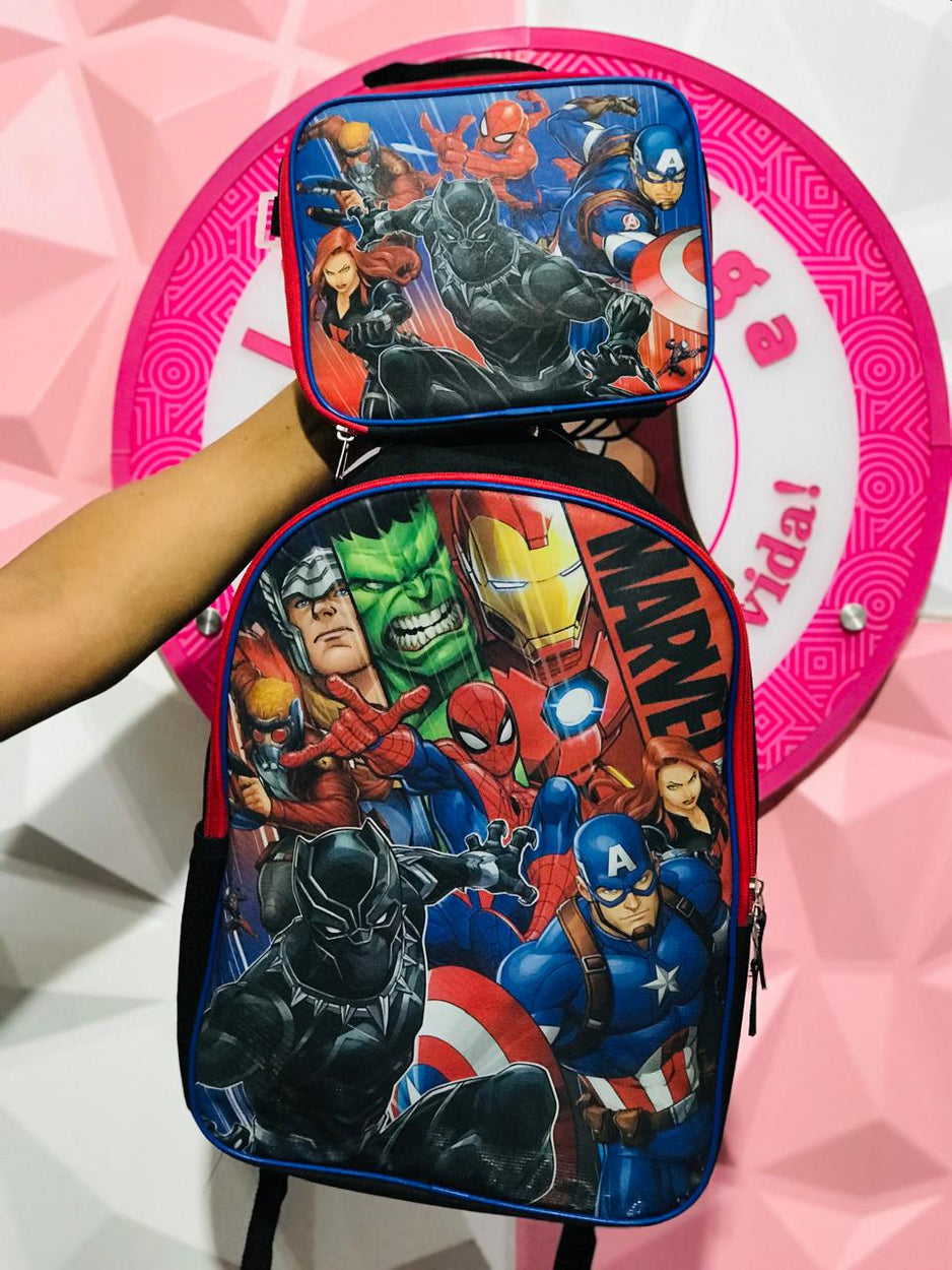 Set Mochila Marvel Avengers con Lonchera Para Niño