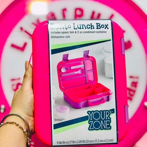 Lonchera Bento Your Zone Rosa con Morado y Cubiertos