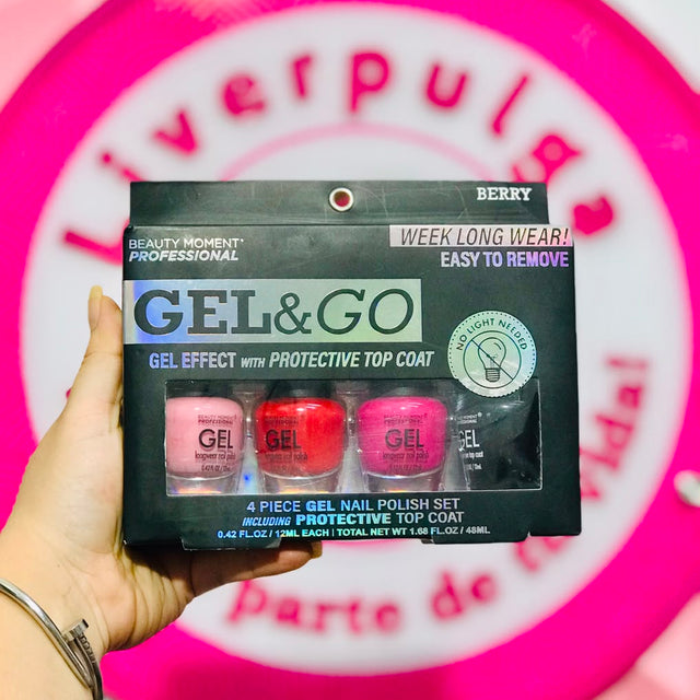 Set Esmaltes Beauty Moment Gel and Go Berry (4 piezas)