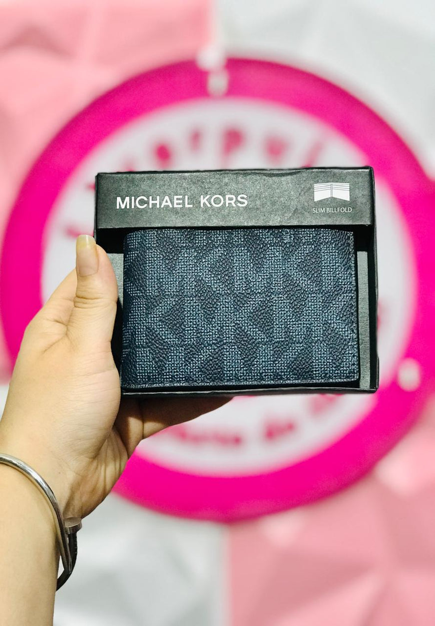 Cartera Caballero Michael Kors Slim Billfold Azul Marino Monogram 💙🖤💼