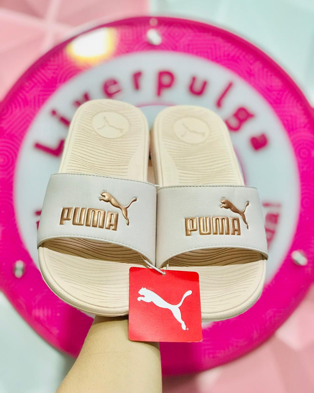 Chancla Slide Puma Rosita Con Dorado Talla 24 Mex