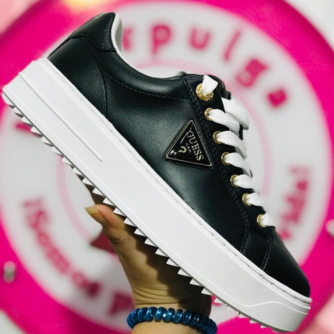 Tenis Guess Negro Plataforma Blanca Talla 23 Mex