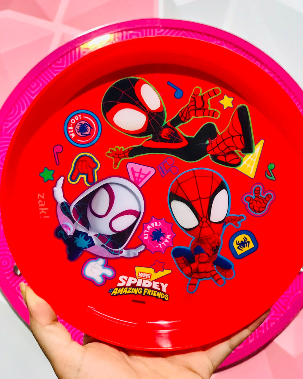 🕷️❤️💙🍽️ Plato Infantil Spidey Amazing Friends Rojo Marvel Zak 🍽️💙❤️🕷️.