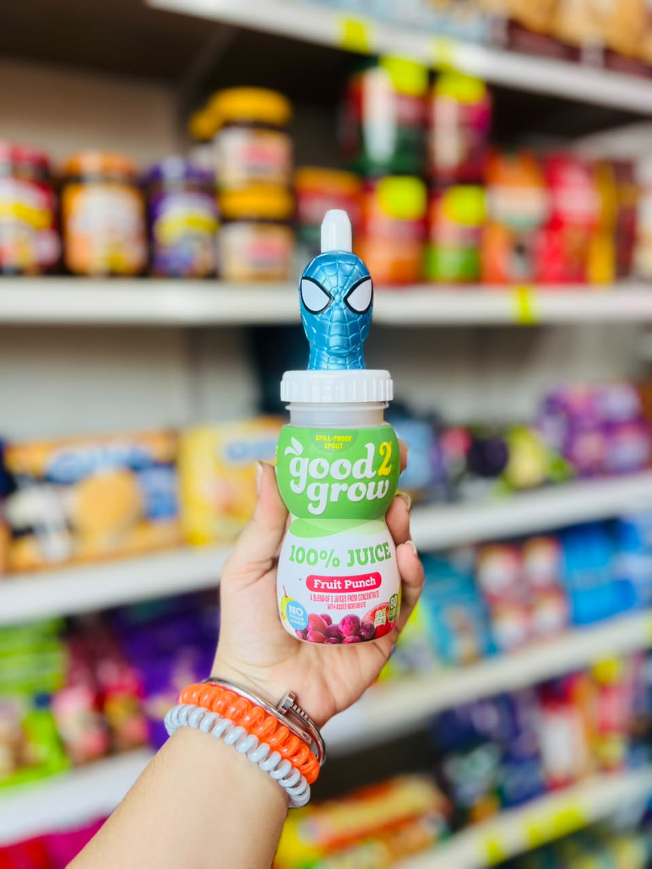 💙 Juguito Good2Grow 100 por ciento Juice Fruit Punch con Tapita Spiderman Azul Metalico 177ml 💙.
