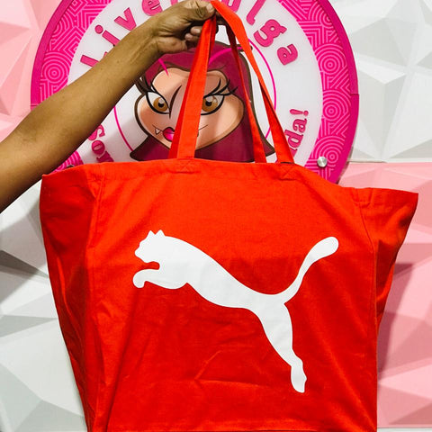 Bolso Tote Puma Rojo Grande Logo Blanco