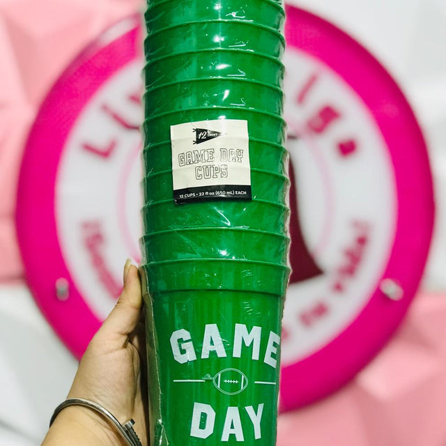 Paquete De 12 Vasos Verdes Game Day De 22 Oz Para Fiestas