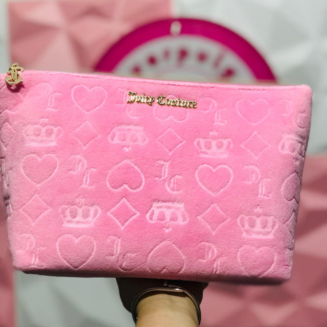 Set Cosmetiquera Juicy Couture Rosa Monograma Terciopelo