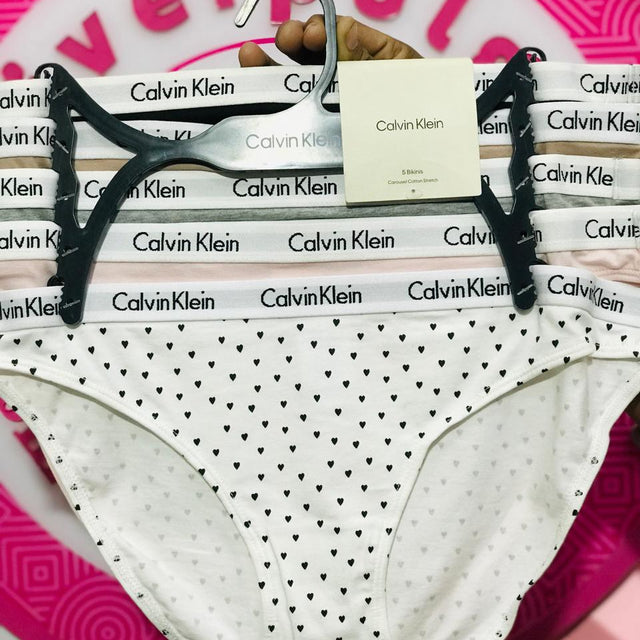 Paquete 5 Calzones Calvin Klein Bikini Corazones Talla M
