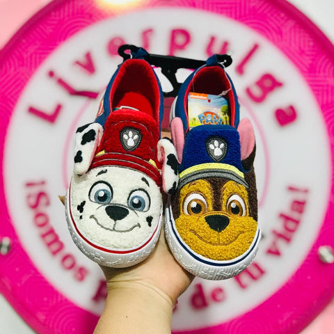 Tenis Niño Paw Patrol Marshall y Chase Afelpados Talla 17 Mex
