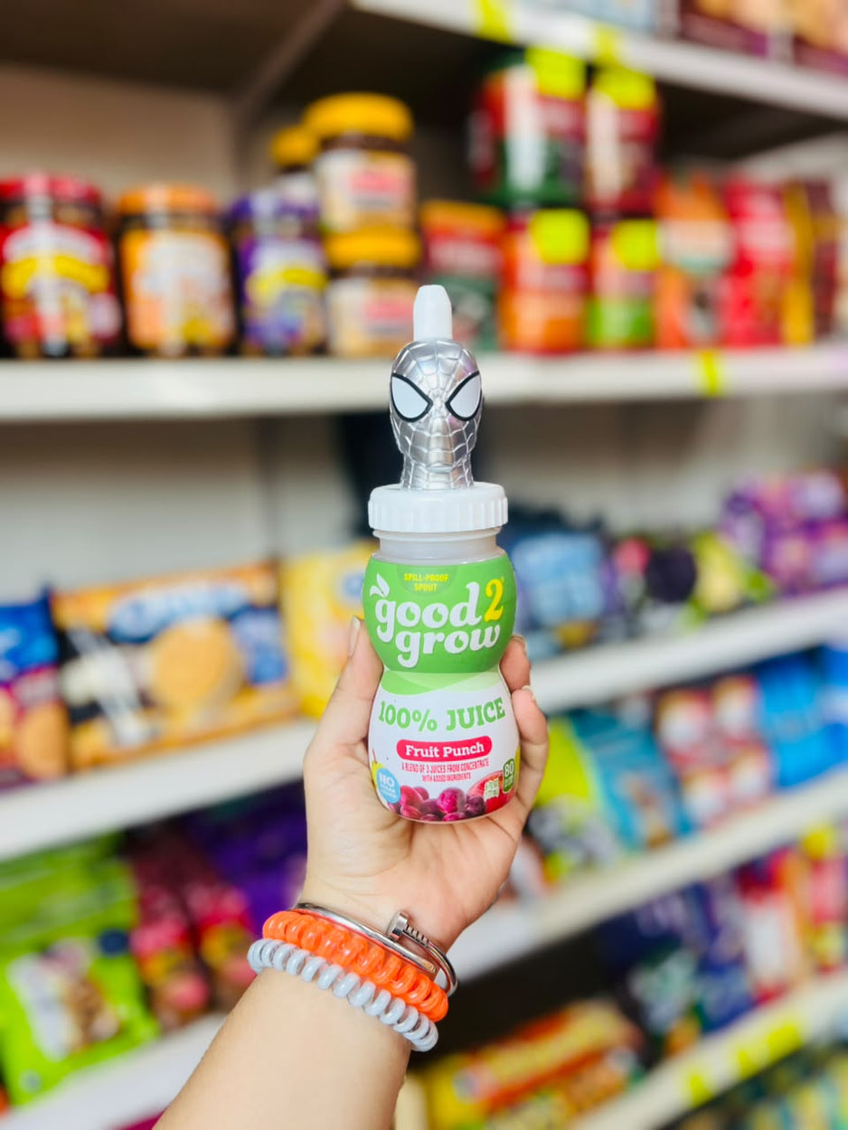 🧃 Juguito Good2Grow 100 por ciento Juice Fruit Punch con Tapita Spiderman Plateado 177ml 🧃.