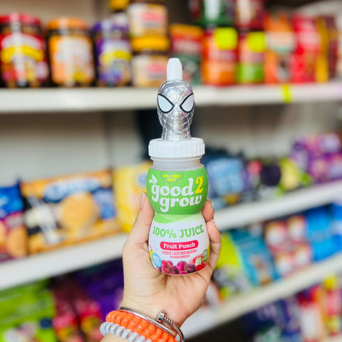 🧃 Juguito Good2Grow 100 por ciento Juice Fruit Punch con Tapita Spiderman Plateado 177ml 🧃.
