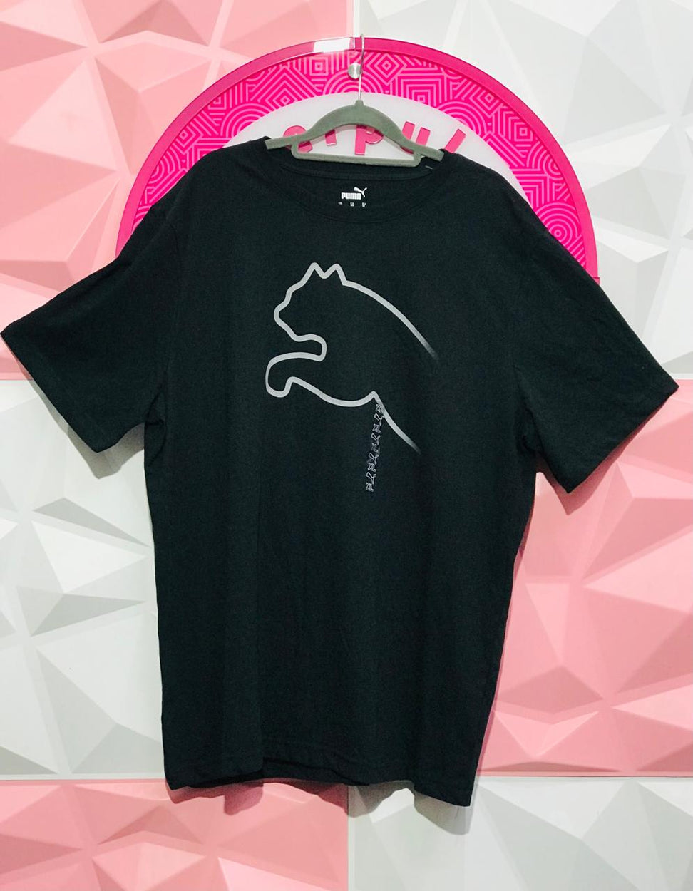 Playera Puma Original Negra Con Logo Contorno Grande Talla XL