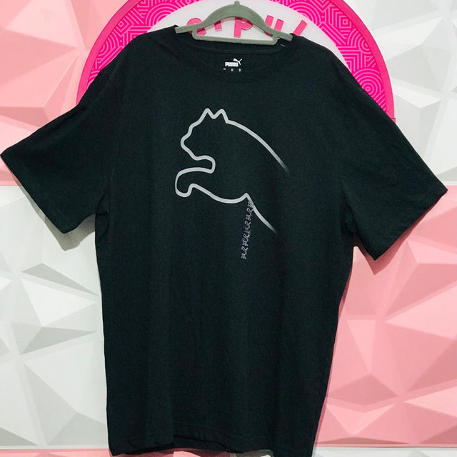 Playera Puma Original Negra Con Logo Contorno Grande Talla XL