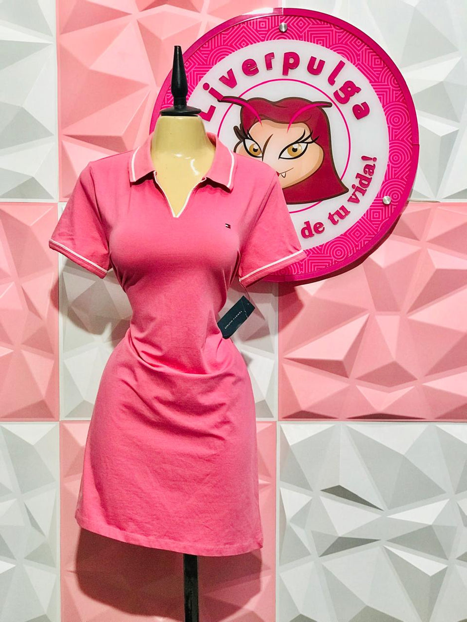 Vestido Polo Tommy Hilfiger Original Rosa Barbie Talla XL