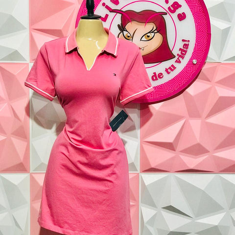 Vestido Polo Tommy Hilfiger Original Rosa Barbie Talla XL